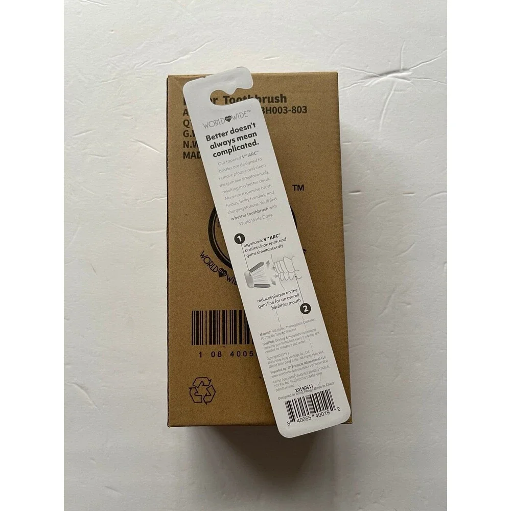 World Wide Better Toothbrush 12 Pieces Box Ultra Soft Tapered Arc Shape Bristle.